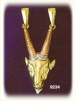 14K Tri Color Gold Zodiac Capricorn Pendant