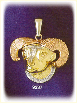 14K Tri Color Gold Zodiac Aries Pendant