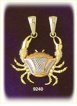 14K Tri Color Gold Zodiac Cancer Pendant