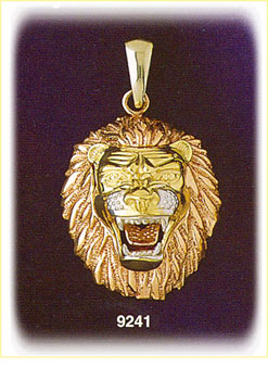 14K Tri Color Gold Zodiac Leo Pendant