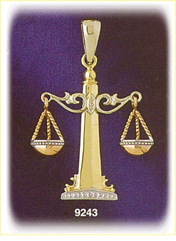 14K Tri Color Gold Zodiac Libra Pendant