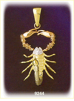 14K Tri Color Gold Zodiac Scorpio Pendant