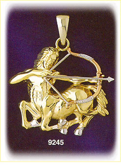 14K Tri Color Gold Zodiac Sagittarius Pendant