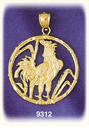 14K Gold Chinese Zodiac Rooster Charm