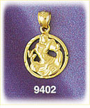 14K Gold Encircled Zodiac Aquarius Charm