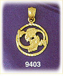 14K Gold Encircled Zodiac Pisces Charm