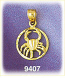 14K Gold Encircled Zodiac Cancer Charm