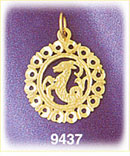 14K Gold Circled Zodiac Capricorn Charm