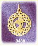 14K Gold Circled Zodiac Aquarius Charm