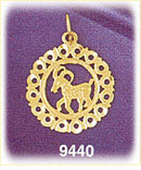 14K Gold Circled Zodiac Aries Charm