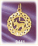 14K Gold Circled Zodiac Taurus Charm