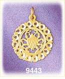 14K Gold Circled Zodiac Cancer Charm
