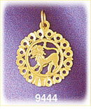 14K Gold Circled Zodiac Leo Charm