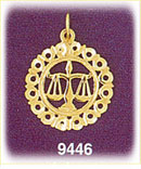 14K Gold Circled Zodiac Libra Charm
