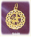 14K Gold Circled Zodiac Sagittarius Charm
