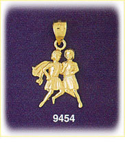 14K Gold Zodiac Gemini Twins Charm