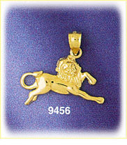 14K Gold Zodiac Leo Lion Charm