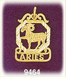 14K Gold Decorative Zodiac Aries Charm