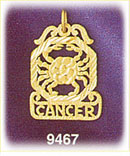 14K Gold Decorative Zodiac Cancer Charm