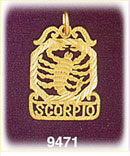 14K Gold Decorative Zodiac Scorpio Charm