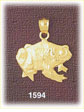 14K Gold Sitting Frog Charm