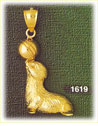 14k gold seal pup charm