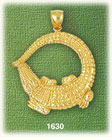 14K Gold Curled Crocodile Charm