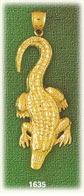 14K Gold Dangling Alligator Charm