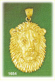 14K Gold Intricate Lion Head Charm