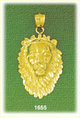 14k gold burnished lion head charm