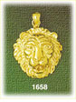 14K Gold Ferocious Lion Head Charm