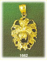 14k gold snarling lion head pendant