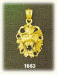 14k gold snarling lion head charm