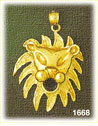 14k gold caricature lion head charm