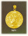 14k gold lion head medallion charm