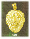14k gold polished lion head charm