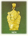 14k gold lion head with paw charm