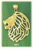 14k gold lion head with cutout mane charm