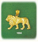 14K Gold Prowling Lion Charm