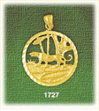 14k gold prowling jaguar medallion charm