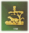 14k gold prowling jaguar pendant