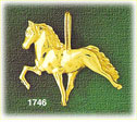 14K Gold 3D Trotting Horse Pendant