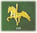 14K Gold 3D Trotting Horse Charm