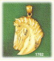 14K Gold Horse Lowering Head Charm