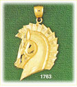 14K Gold Trojan Horse Head Charm