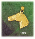 14K Gold Horse Head With Bridle Charm