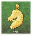 14K Gold Textured Show Horse Head Charm