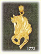14K Gold Horse Head w/Heart Horseshoe Charm