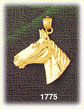 14K Gold Polished Horse Head Pendant