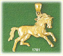 14K Gold Cantering Horse Charm